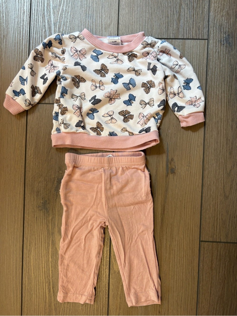 Baby Girl Milkberry Pink Bow Print Sweatshirt & Pink Leggings Set